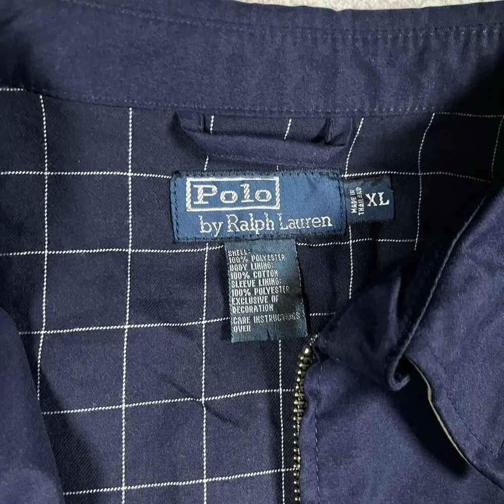 Polo Ralph Lauren Jacket Mens XL Blue Full Zip Bomber Lined Windbreaker VTG